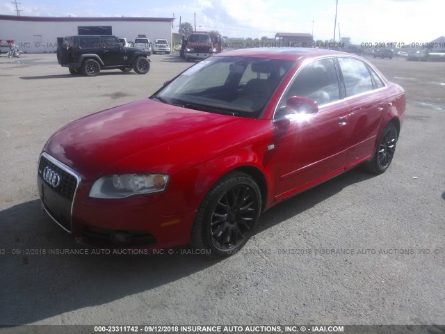 WAUAF78E08A138930 - 2008 AUDI A4 2.0T RED photo 2