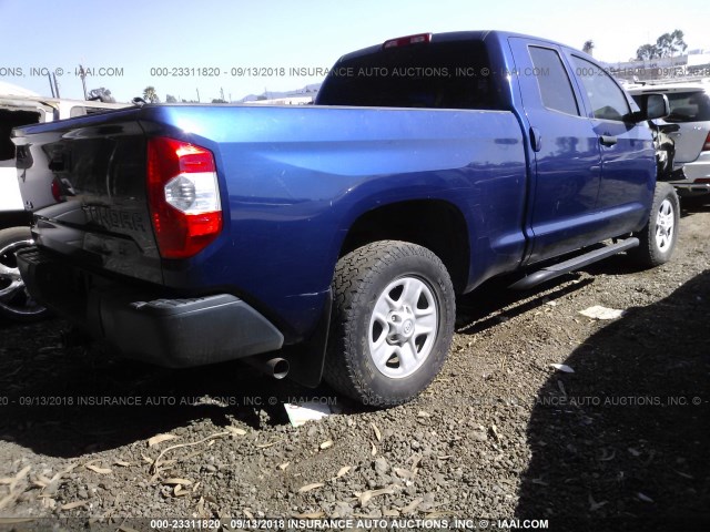 5TFUM5F13FX062382 - 2015 TOYOTA TUNDRA DOUBLE CAB SR/SR5 BLUE photo 4