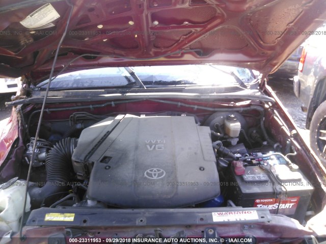 5TEUU42N06Z190123 - 2006 TOYOTA TACOMA ACCESS CAB წითელი ფოტო 10