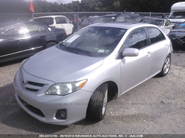 2T1BU4EE9BC577384 - 2011 TOYOTA COROLLA S/LE SILVER photo 2