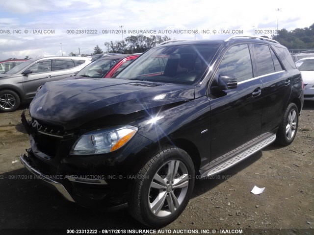 4JGDA5HB5CA042515 - 2012 MERCEDES-BENZ ML 350 4MATIC BLACK photo 2