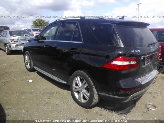 4JGDA5HB5CA042515 - 2012 MERCEDES-BENZ ML 350 4MATIC BLACK photo 3