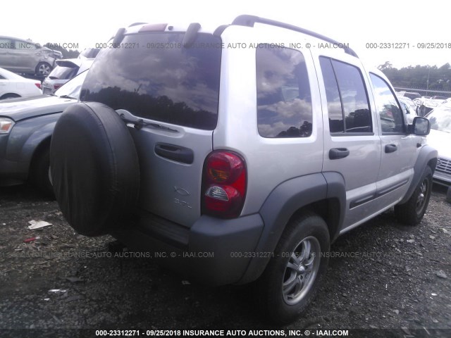 1J4GL48K43W631235 - 2003 JEEP LIBERTY SPORT/FREEDOM SILVER photo 4