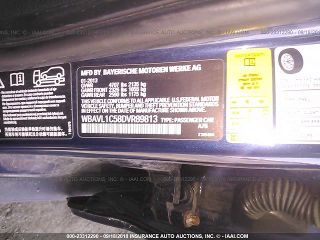 WBAVL1C58DVR89813 - 2013 BMW X1 XDRIVE28I BLUE photo 9