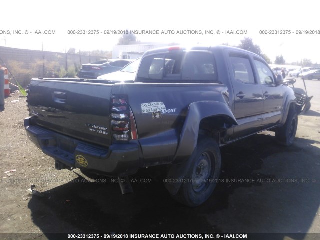 5TEJU4GN4AZ688782 - 2010 TOYOTA TACOMA DOUBLE CAB PRERUNNER GRAY photo 4