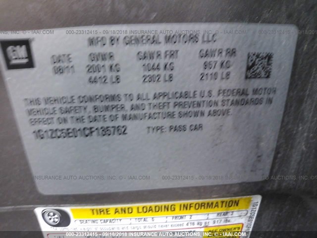 1G1ZC5E01CF135762 - 2012 CHEVROLET MALIBU 1LT BROWN photo 9