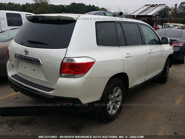 5TDZK3EHXCS071337 - 2012 TOYOTA HIGHLANDER SE WHITE photo 4