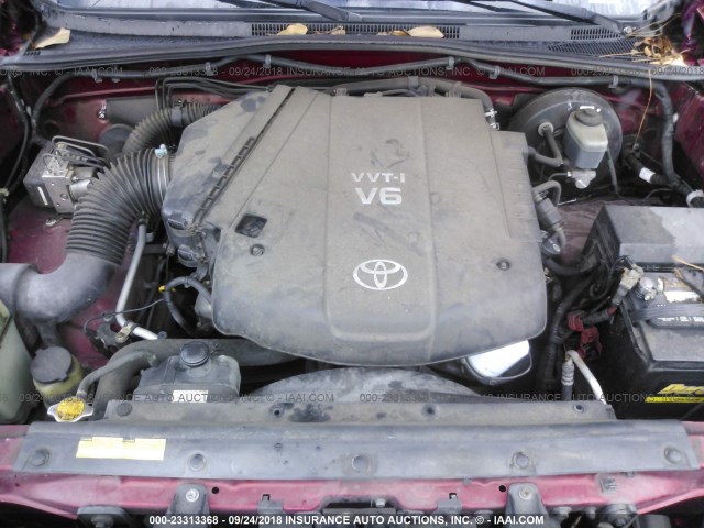 3TMJU62N95M003729 - 2005 TOYOTA TACOMA DOUBLE CAB PRERUNNER RED photo 10