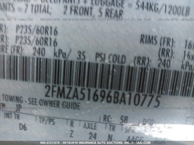 2FMZA51696BA10775 - 2006 FORD FREESTAR SE SILVER photo 9