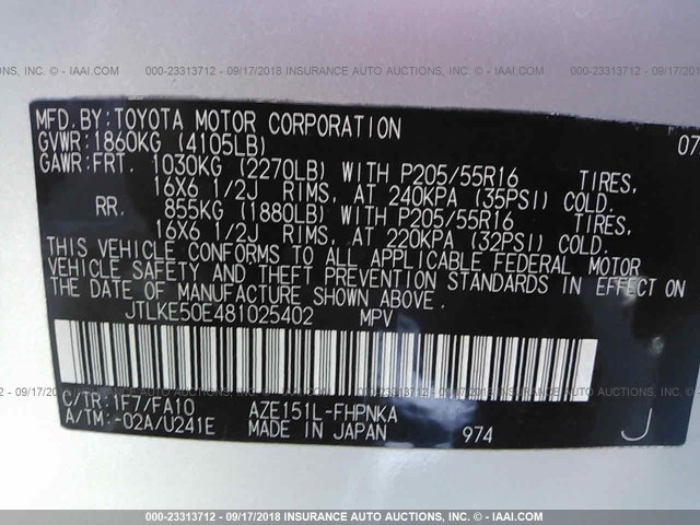 JTLKE50E481025402 - 2008 TOYOTA SCION XB Plata foto 9
