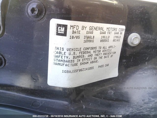 1G8AJ55F06Z141855 - 2006 SATURN ION LEVEL 2 GREEN photo 9