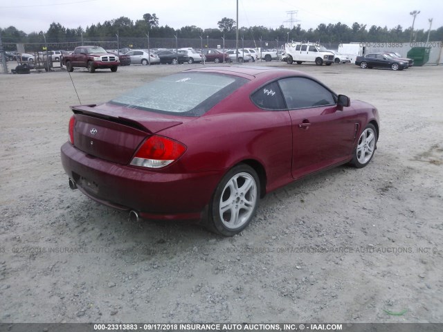 KMHHM65D15U156520 - 2005 HYUNDAI TIBURON MAROON photo 4