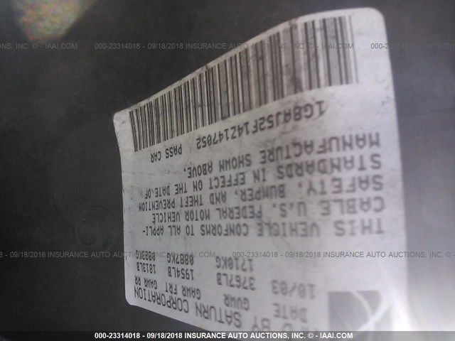 1G8AJ52F14Z147052 - 2004 SATURN ION LEVEL 2 SILVER photo 9