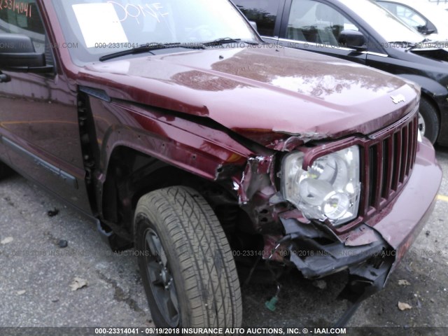 1J8GN28K88W244921 - 2008 JEEP LIBERTY SPORT BURGUNDY photo 6