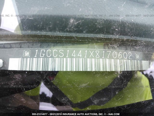 1GCCS1441X8170602 - 1999 CHEVROLET S TRUCK S10 WHITE photo 9