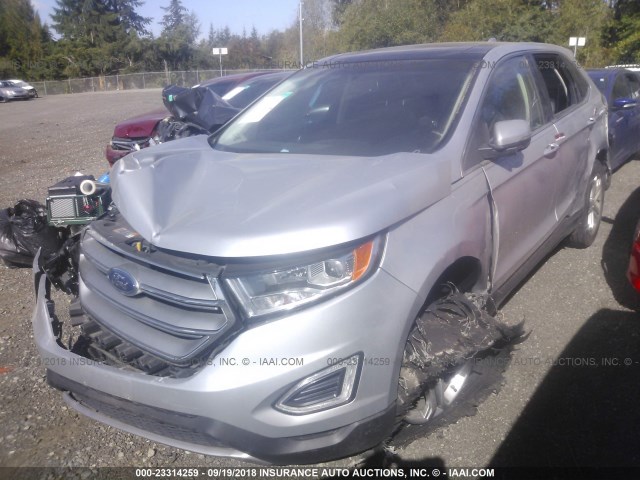 2FMTK4K89FBB21758 - 2015 FORD EDGE TITANIUM SILVER photo 2