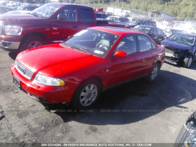 WAUDC28D8YA179595 - 2000 AUDI A4 1.8T QUATTRO RED photo 2