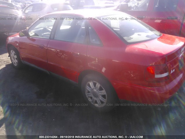 WAUDC28D8YA179595 - 2000 AUDI A4 1.8T QUATTRO RED photo 3