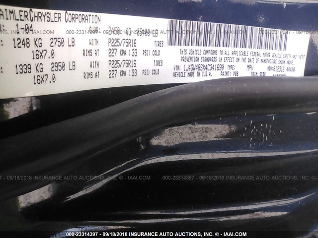 1J4GW48SX4C341690 - 2004 JEEP GRAND CHEROKEE LAREDO/COLUMBIA/FREEDOM 深蓝色 照片 9