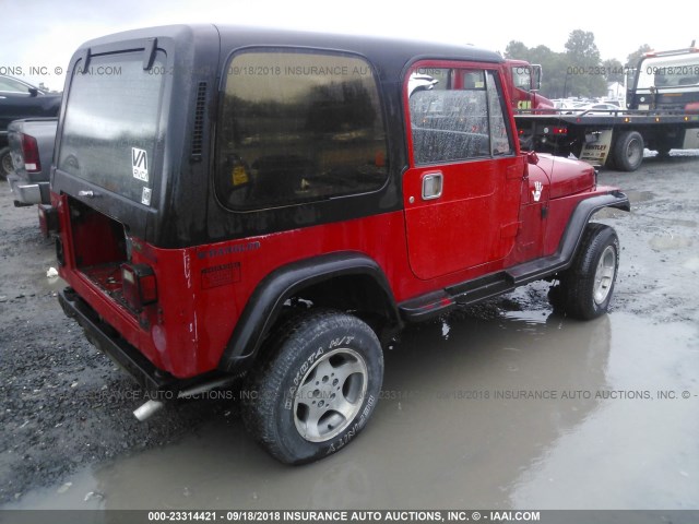 2J4FY39S8NJ501877 - 1992 JEEP WRANGLER / YJ ISLANDER RED photo 4