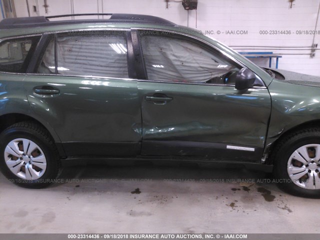 4S4BRBAC2A3351006 - 2010 SUBARU OUTBACK 2.5I GREEN photo 6