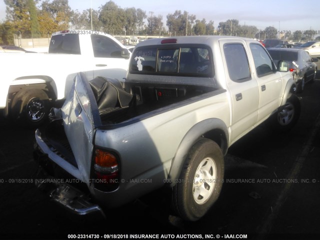 5TEGN92N14Z369985 - 2004 TOYOTA TACOMA DOUBLE CAB PRERUNNER SILVER photo 4