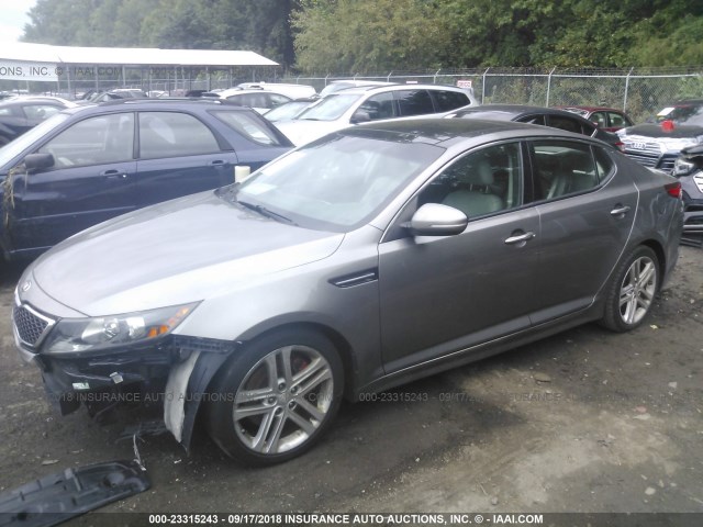 5XXGR4A65DG230037 - 2013 KIA OPTIMA SX GRAY photo 2