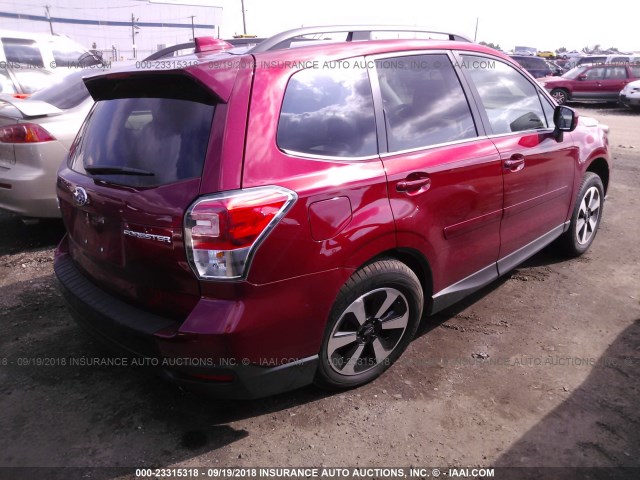 JF2SJARC2JH467322 - 2018 SUBARU FORESTER 2.5I LIMITED MAROON photo 4