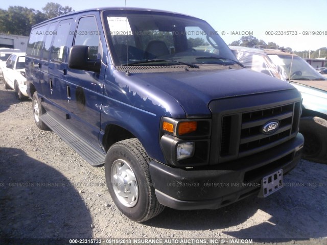 1FBNE31L48DA24635 - 2008 FORD ECONOLINE E350 SUPER DUTY WAGON BLUE photo 1