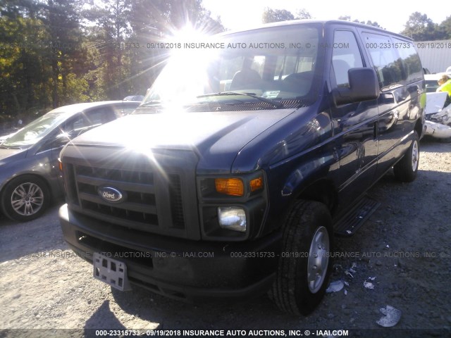 1FBNE31L48DA24635 - 2008 FORD ECONOLINE E350 SUPER DUTY WAGON BLUE photo 2