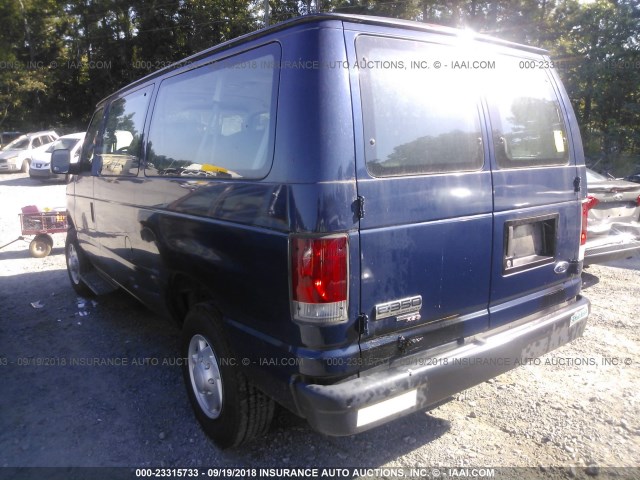 1FBNE31L48DA24635 - 2008 FORD ECONOLINE E350 SUPER DUTY WAGON BLUE photo 3