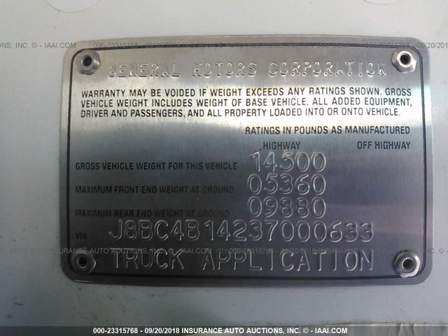 J8BC4B14237000633 - 2003 CHEVROLET TILT MASTER W4S04  WHITE photo 10