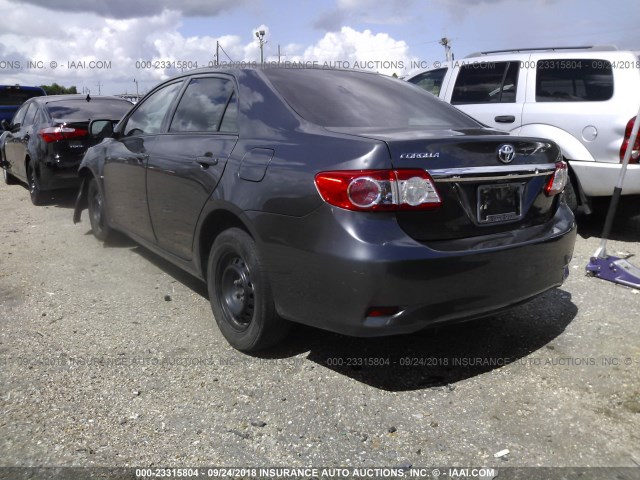 5YFBU4EE8DP190568 - 2013 TOYOTA COROLLA S/LE GRAY photo 3