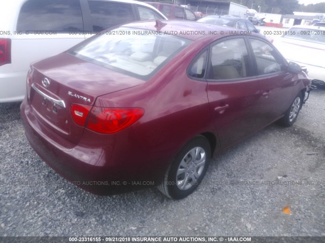 KMHDU4AD3AU129080 - 2010 HYUNDAI ELANTRA BLUE/GLS/SE BURGUNDY photo 4