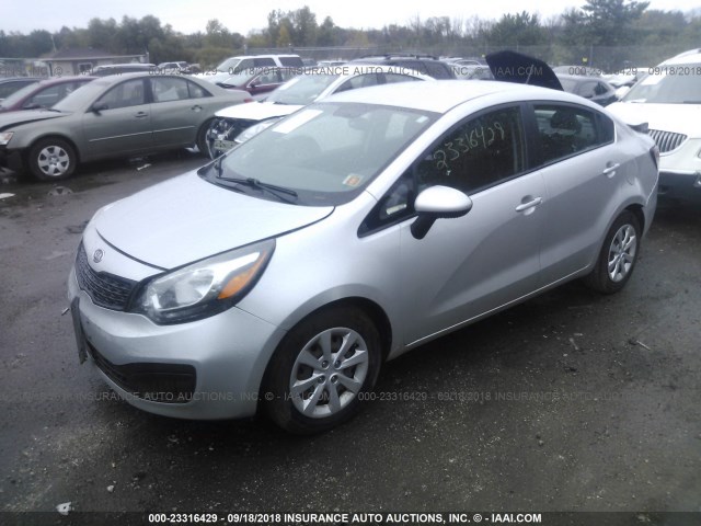 KNADM4A37D6106144 - 2013 KIA RIO LX SILVER photo 2