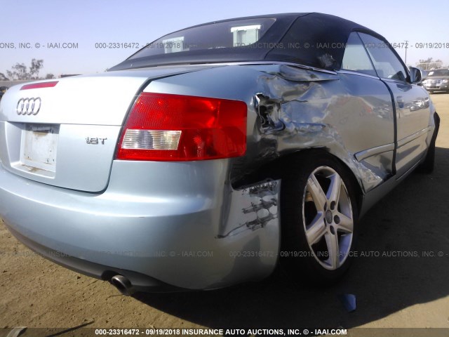 WAUAC48H95K000973 - 2005 AUDI A4 1.8 CABRIOLET BLUE photo 6