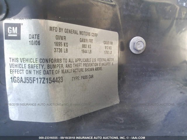 1G8AJ55F17Z154423 - 2007 SATURN ION LEVEL 2 银色 照片 9