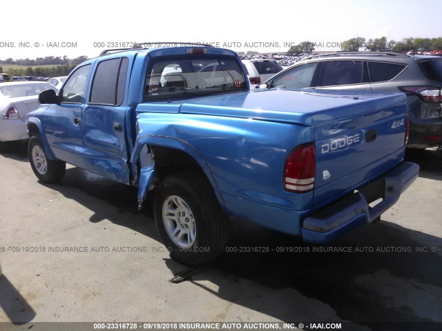 1B7HG2AZ31S246540 - 2001 DODGE DAKOTA QUAD BLUE photo 3