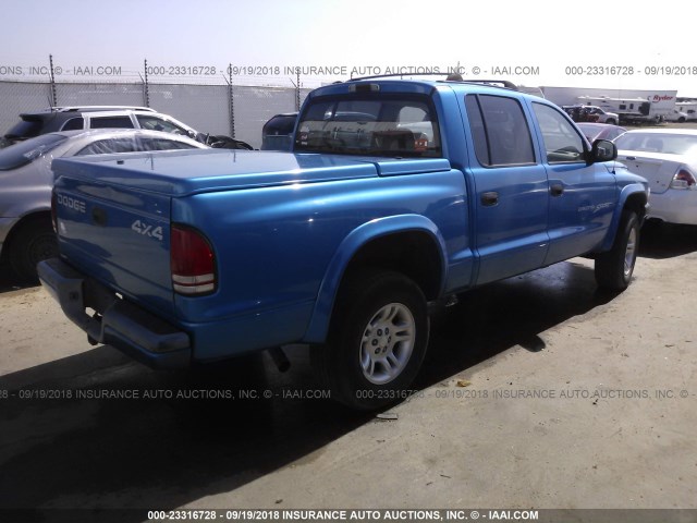 1B7HG2AZ31S246540 - 2001 DODGE DAKOTA QUAD BLUE photo 4