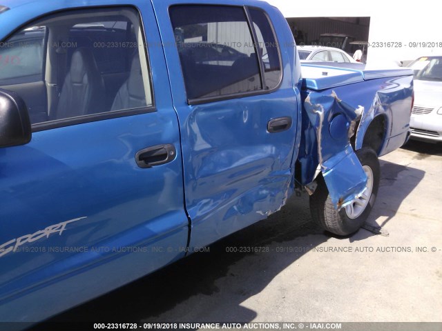 1B7HG2AZ31S246540 - 2001 DODGE DAKOTA QUAD BLUE photo 6