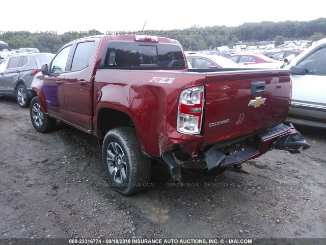 1GCGTDE33G1161317 - 2016 CHEVROLET COLORADO Z71 MAROON photo 3