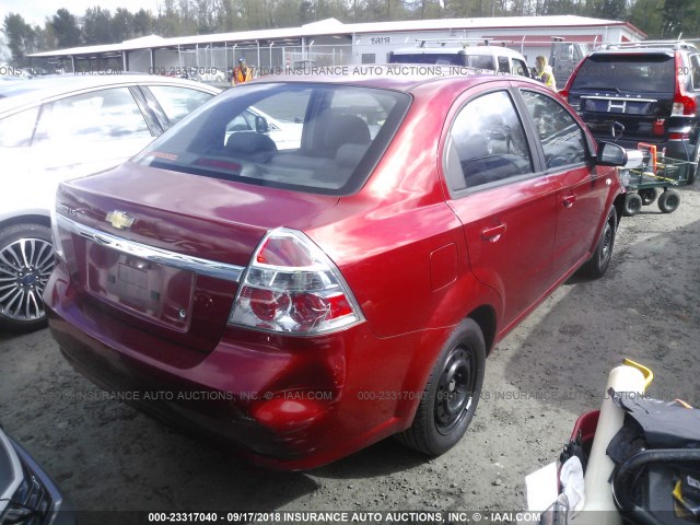 KL1TD56648B125830 - 2008 CHEVROLET AVEO LS RED photo 4