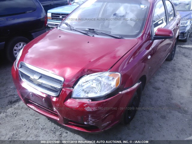 KL1TD56648B125830 - 2008 CHEVROLET AVEO LS RED photo 6