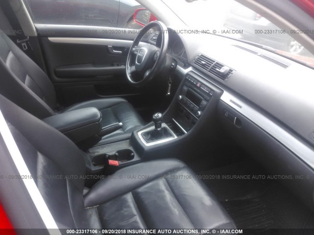 WAUDF78E87A042894 - 2007 AUDI A4 2.0T QUATTRO RED photo 5