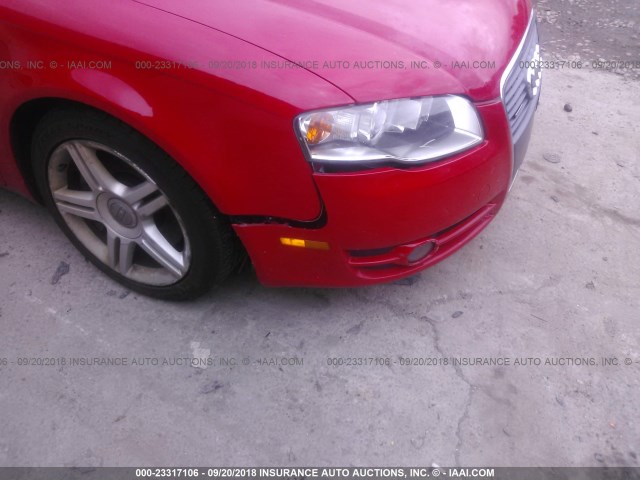 WAUDF78E87A042894 - 2007 AUDI A4 2.0T QUATTRO RED photo 6