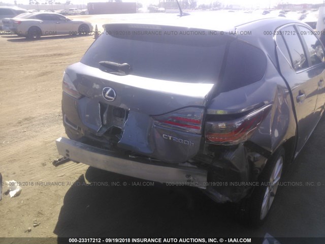 JTHKD5BH8D2144434 - 2013 LEXUS CT 200 GRAY photo 6