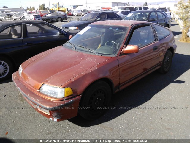 JHMED8455MS019408 - 1991 HONDA CIVIC CRX ORANGE photo 2