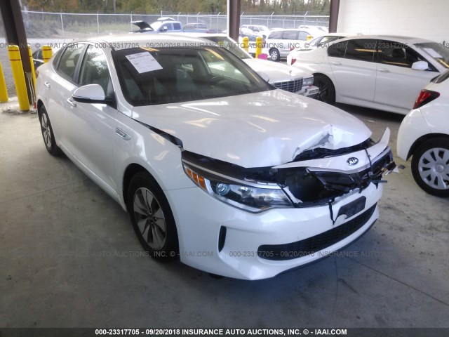 KNAGT4LE8H5018570 - 2017 KIA OPTIMA HYBRID WHITE photo 1