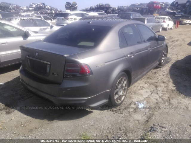 19UUA75568A030087 - 2008 ACURA TL TYPE S GRAY photo 4