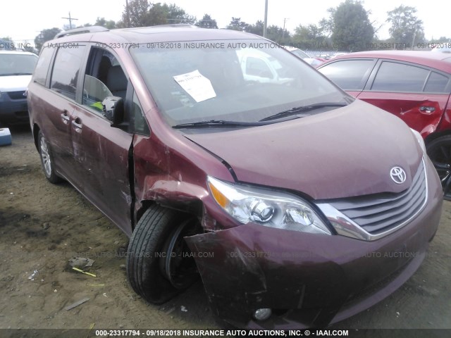 5TDYK3DC2GS755600 - 2016 TOYOTA SIENNA XLE/LIMITED BURGUNDY photo 1